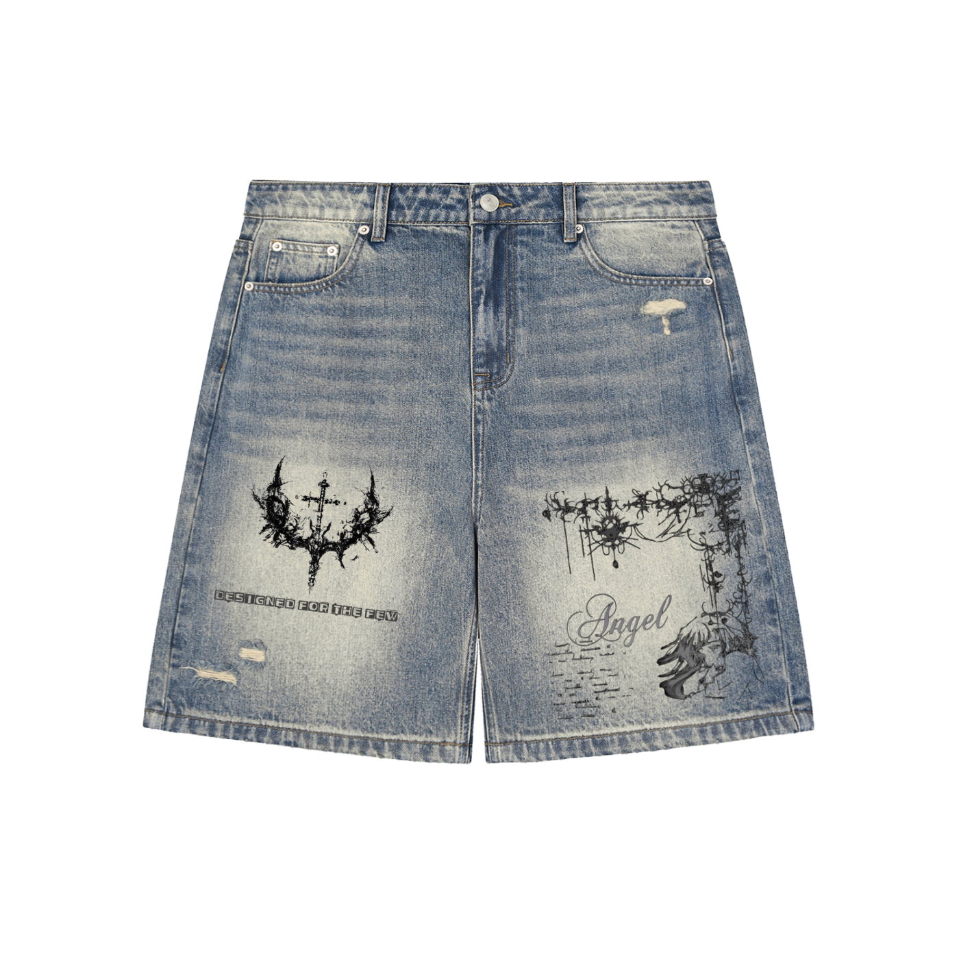 Faded Distressed Baggy Denim Shorts