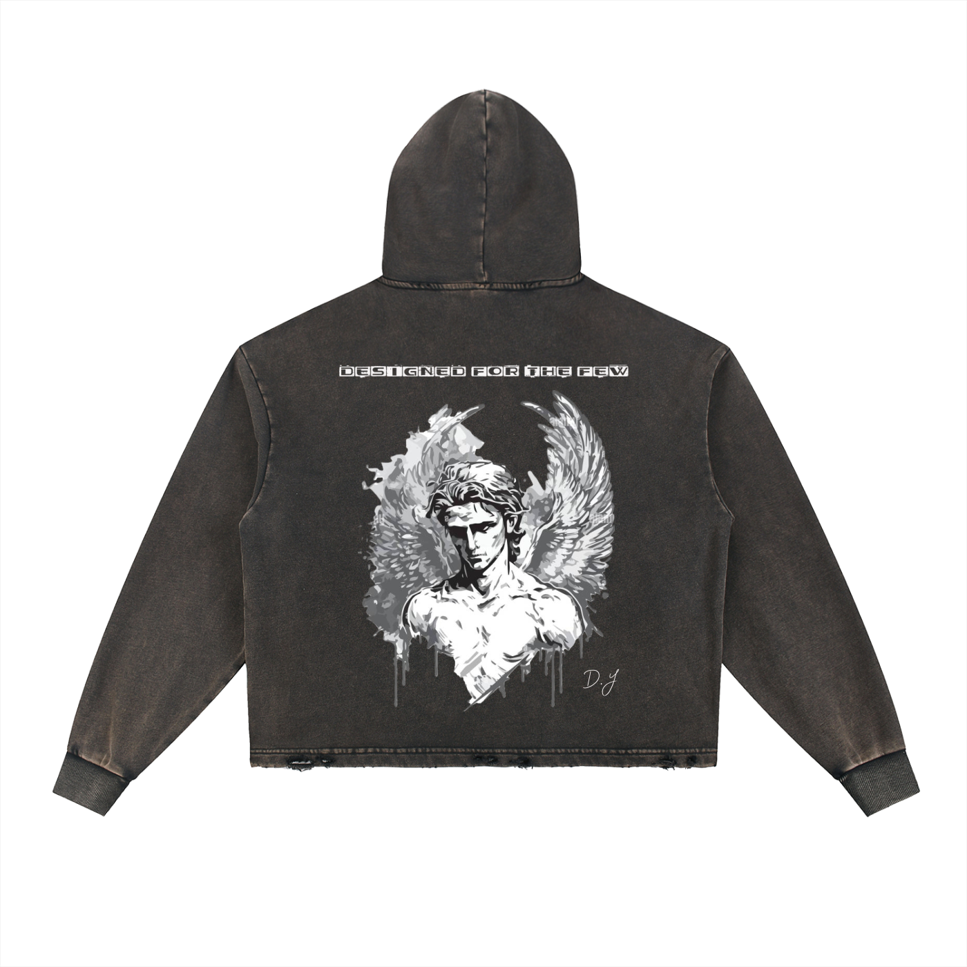 Vintage Washed Frayed-Hem Hoodie