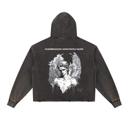 Vintage Washed Frayed-Hem Hoodie